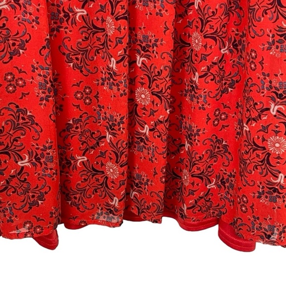 Torrid Red & Navy Semi Sheer Floral Sleeveless Mini Dress With Ruched Detail 2 - Picture 7 of 12